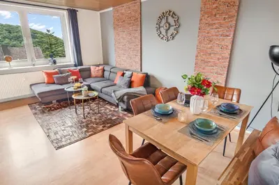 Ein Sitzbereich in der Unterkunft NEU Ruhige und gemütliche Wohnung mit Balkon