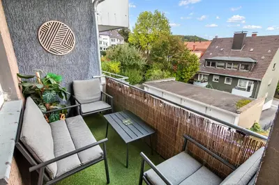 Ein Balkon oder eine Terrasse in der Unterkunft NEU Ruhige und gemütliche Wohnung mit Balkon