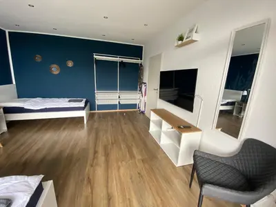 Ein Sitzbereich in der Unterkunft Blaue Lagune 2,5 Zimmer Balkon smartTV Küche WiFi