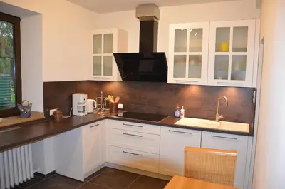 Küche/Küchenzeile in der Unterkunft Ferienwohnung Haus am Fluß