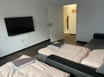 Ein Bett oder Betten in einem Zimmer der Unterkunft 1 Zimmer Ferienwohnung in Essen