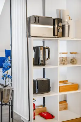 Kaffee-/Teezubehör in der Unterkunft Exquisite Superior Suite 80m2 mit 2 Schlafzimmern & Badewanne - Messe Essen