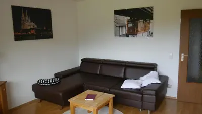 Ein Sitzbereich in der Unterkunft Ferienwohnung Brunsbachtal