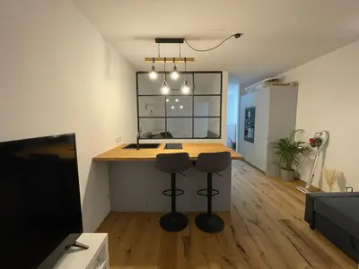 Küche/Küchenzeile in der Unterkunft zentrales Appartement zwischen Messe und Altstadt
