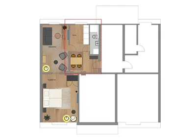 Grundriss der Unterkunft stayVision FS43 Wohnung 7 - 1 Schlafzimmer - 4 Gäste - top WLAN