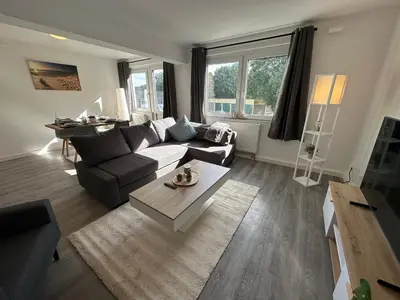 Ein Sitzbereich in der Unterkunft 21-schickes, modernes Apartment am Volkspark in Herten-herzlich Willkommen!