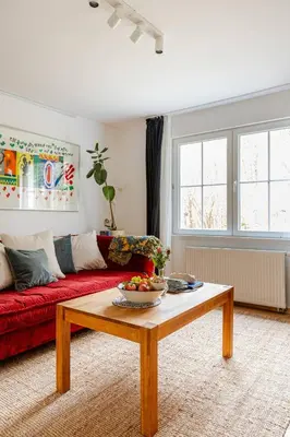 Ein Sitzbereich in der Unterkunft Das blaue Haus allein für Dich!
