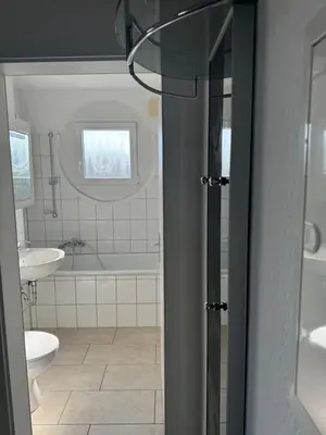 Ein Badezimmer in der Unterkunft Haus am Bahnhof