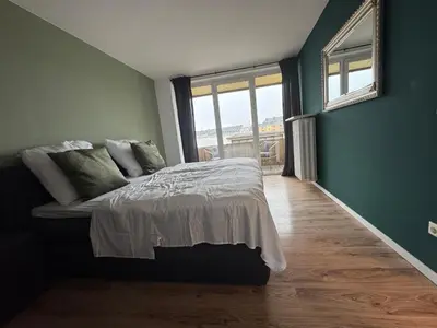 Ein Bett oder Betten in einem Zimmer der Unterkunft Haus am Bahnhof
