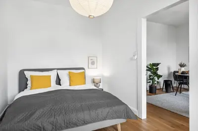 Ein Bett oder Betten in einem Zimmer der Unterkunft Top Wohnung-Neu-20 min nach Düsseldorf
