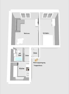 Grundriss der Unterkunft Top Wohnung-Neu-20 min nach Düsseldorf