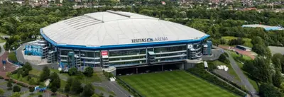 Blick auf Top 3 Zimmer Appartment bei der Schalke Arena, Sport und Natur nähe Dortmund Essen Düsseldorf Oberhausen aus der Vogelperspektive