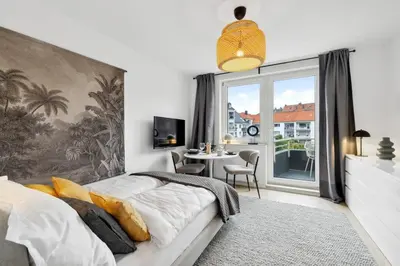 Ein Bett oder Betten in einem Zimmer der Unterkunft City - Luxus Apartment Lift & Parken -Nähe DUS & Dortmund & Köln & Essen