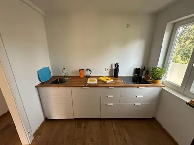 Küche/Küchenzeile in der Unterkunft 2-Zimmerwohnung mit Terrasse
