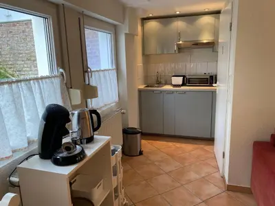 Küche/Küchenzeile in der Unterkunft Einzimmer-Apartment nahe Messe Düsseldorf