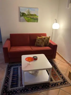 Ein Sitzbereich in der Unterkunft Einzimmer-Apartment nahe Messe Düsseldorf