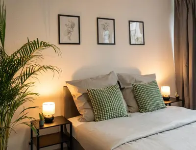Ein Bett oder Betten in einem Zimmer der Unterkunft Stilvolles Apartment im Essener Stadtkern