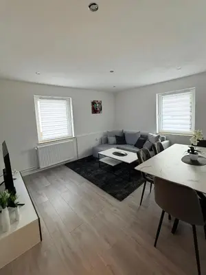 Ein Sitzbereich in der Unterkunft Hammer Apartment