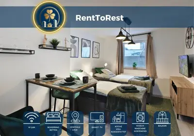 Grundriss der Unterkunft RtR Essen - Für bis zu 2 Personen - Voll ausgestattet - Balkon - Zentral Limbecker Platz - Messe - Uniklinikum - Smart TV - Modern