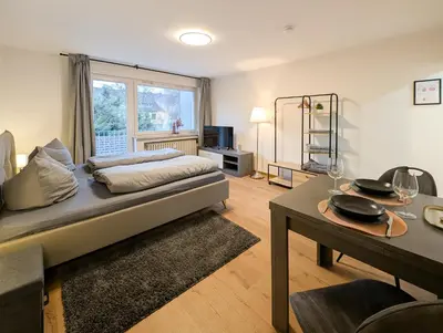 Ein Sitzbereich in der Unterkunft H-Aparts Essen - TOP Apartments in Best-Lage