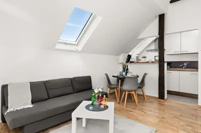 Küche/Küchenzeile in der Unterkunft MOLA Apartments-Charmante Ferienwohnung im Herdecke Zentrum für 3 Personen-große Dachterrasse-Grill-Gratis Parken-WLAN