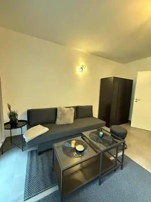 Ein Sitzbereich in der Unterkunft Zentrale ,moderne und stilvolle Wohnung nähe Klinik und Messe
