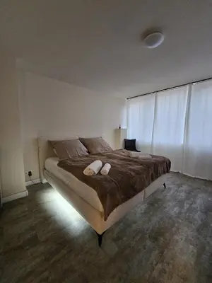 Ein Bett oder Betten in einem Zimmer der Unterkunft Modern townhouse in Wuppertal