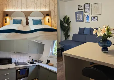 Küche/Küchenzeile in der Unterkunft guestified BEETHOVEN Serviced Apartments