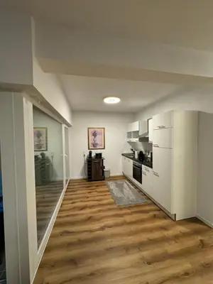 Küche/Küchenzeile in der Unterkunft Zeitperlewohnen Beige