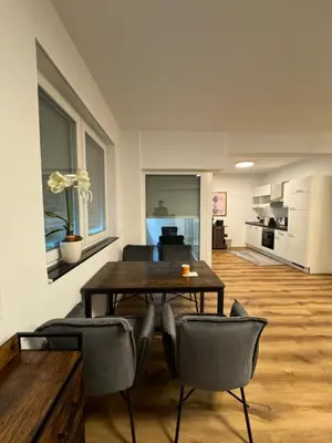 Ein Sitzbereich in der Unterkunft Zeitperlewohnen Beige