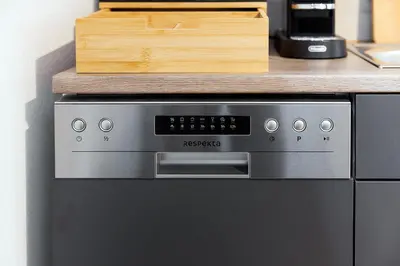 Küche/Küchenzeile in der Unterkunft VISTAMO Dorsten-Rhade, modernes Apartment