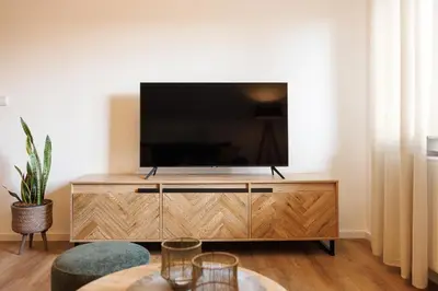 TV/Unterhaltungsangebot in der Unterkunft VISTAMO Dorsten-Rhade, modernes Apartment