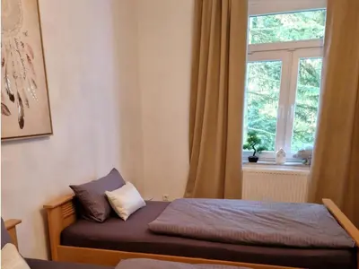 Ein Bett oder Betten in einem Zimmer der Unterkunft FeWo-2 Nähe Uniklinik, Messe Essen, Baldeneysee, Folkwang Museum, Zentral, WLAN