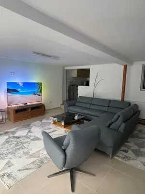 Ein Sitzbereich in der Unterkunft Wohnung in Meerbusch