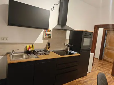 Küche/Küchenzeile in der Unterkunft Lüdenscheid Work and Stay 3 Schlafzimmer 6 Betten Küche Bad Innenstadt