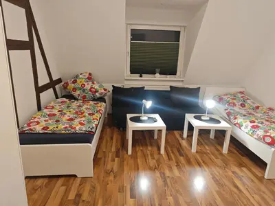 Ein Sitzbereich in der Unterkunft Lüdenscheid Work and Stay 3 Schlafzimmer 6 Betten Küche Bad Innenstadt