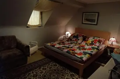 Ein Bett oder Betten in einem Zimmer der Unterkunft Siedlungshaus im Grünen