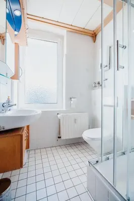 Ein Badezimmer in der Unterkunft Ferienwohnung Oberhausen Sterkrade nahe Westfield CentrO
