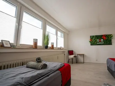 Ein Bett oder Betten in einem Zimmer der Unterkunft Serviceroom24 - Apartment 2 in Gladbeck WLAN - Smart-TV - 24-7 Check-in und Küche