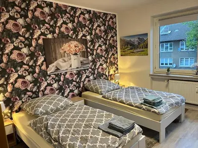 Ein Bett oder Betten in einem Zimmer der Unterkunft Monteurwohnung in Marl - Schiller - 1OGL