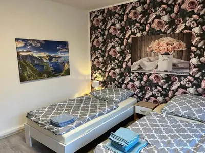 Ein Bett oder Betten in einem Zimmer der Unterkunft Monteurwohnung in Marl - Schiller - 1OGL