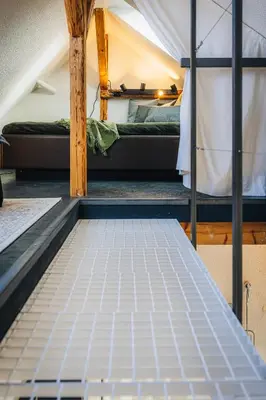 Ein Bett oder Betten in einem Zimmer der Unterkunft Atelier Bochum