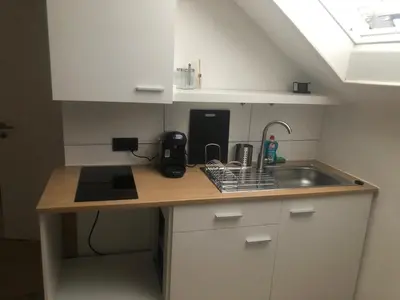 Küche/Küchenzeile in der Unterkunft ENSAS Ferienwohnung Wuppertal Uellendahl-Katernberg 2Zi Apart