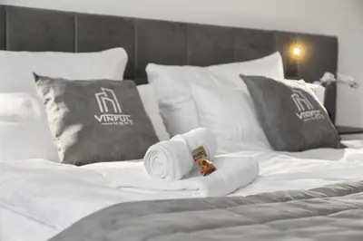 Ein Bett oder Betten in einem Zimmer der Unterkunft VlNFUL2 Premium-Apartment mit Balkon und Parkplatz