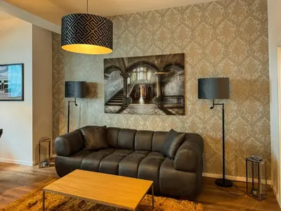 Ein Sitzbereich in der Unterkunft Luxusapartment, Kornmarkt, Stadtmitte, Zentral
