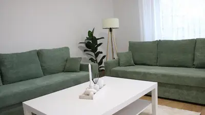 Ein Sitzbereich in der Unterkunft Apartment auf Schalke