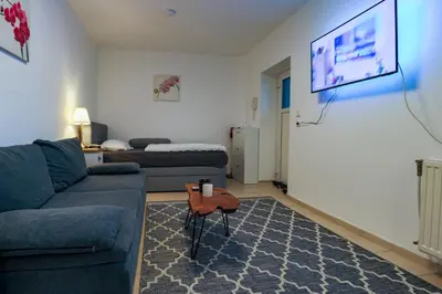 Ein Sitzbereich in der Unterkunft Central Messe Airport DUS Apartment with Terrace