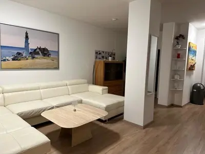 Ein Sitzbereich in der Unterkunft POLAT Apartments 8
