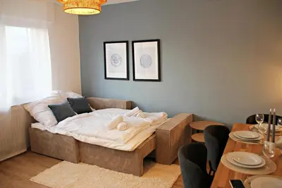Ein Bett oder Betten in einem Zimmer der Unterkunft Große 6 Personen Wohnung I Balkon I zentral I Boxspringbett I Wifi