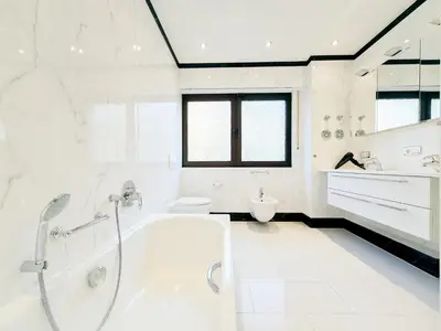 Ein Bett oder Betten in einem Zimmer der Unterkunft Tolstov Apartments - 3 Room Apartment with Terrace - 25 min Messe DUS